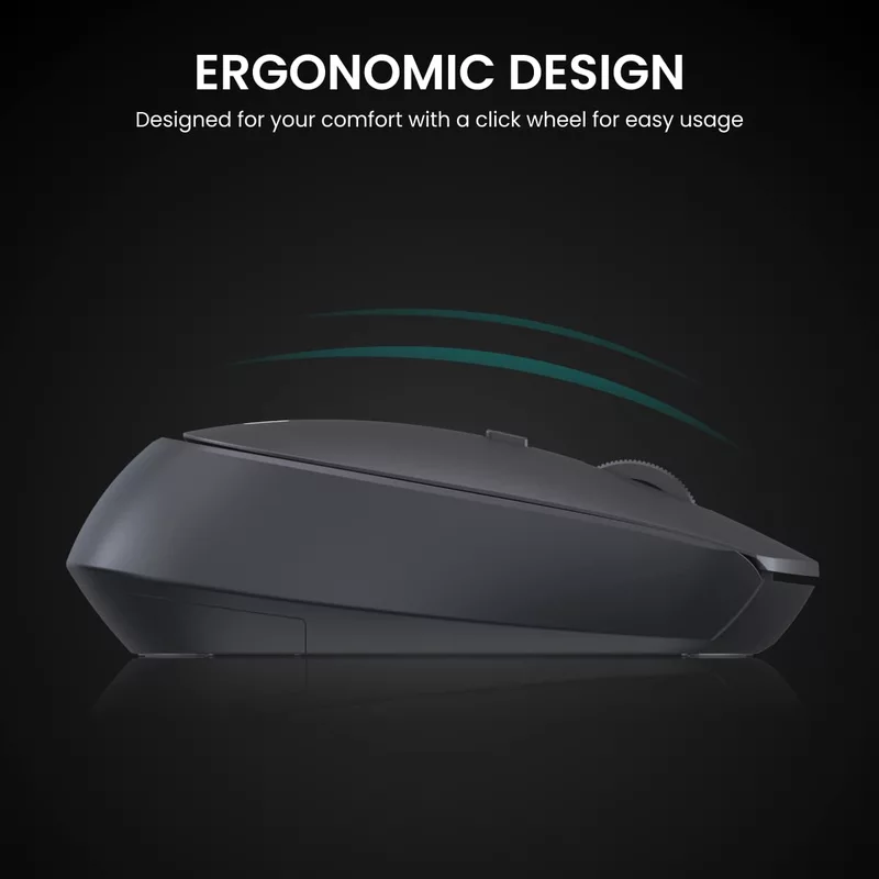 Portronics Toad 23 Wireless Optical Mouse – 2.4GHz | USB Nano Dongle | Optical Sensor | Adjustable DPI | Click Wheel | Black