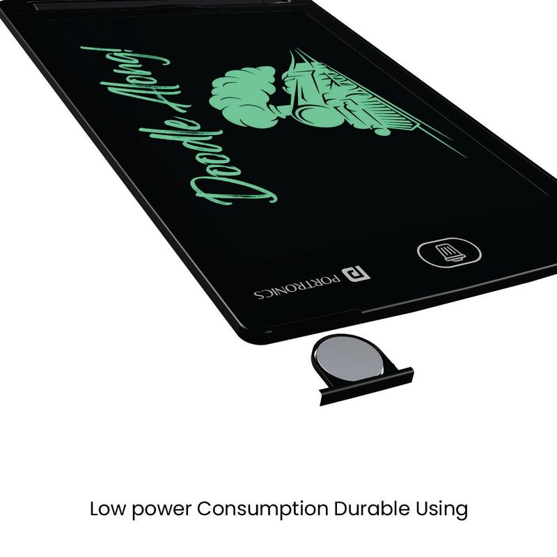 Portronics POR 1383 RuffPad 8.5E LCD Writing Pad – 8.5 Inch, Re-Writable, Safety Lock, Black