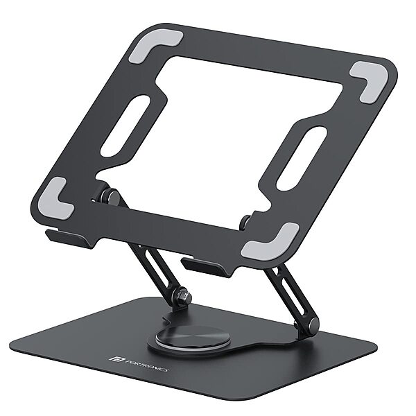 Portronics My Buddy K9 Laptop Stand – Metal Build | Extendable & Rotatable | Black | 1 Year Warranty