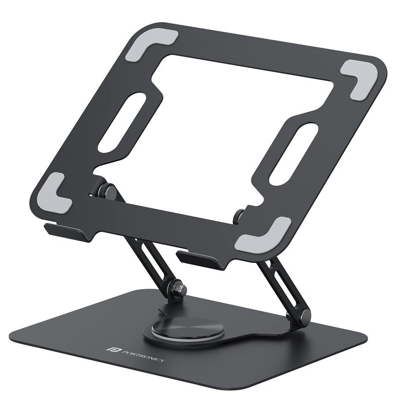 Portronics My Buddy K9 Laptop Stand – Metal Build | Extendable & Rotatable | Black | 1 Year Warranty
