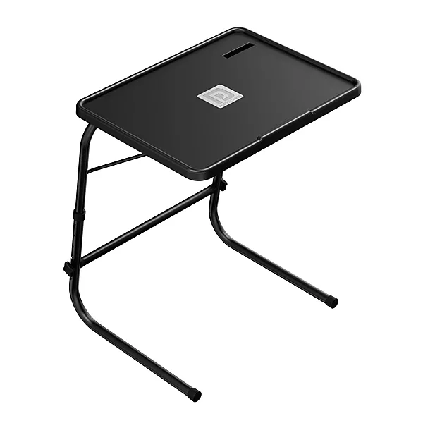 Portronics Buddy F is a versatile movable laptop table in sleek black. Perfect for working from home, it offers adjustable height and angle, ensuring comfort and convenience for all your tasks.