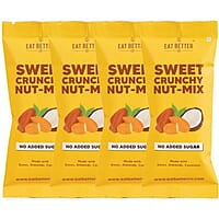 EAT BETTER CO - Better Munch - Sweet Crunchy Nut Mix - Roasted Almonds, Dried Dates and Coconuts. Energizing Healthy Snack - Four Pocket Packs - 160 grams total