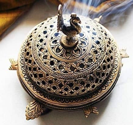 Brass Super Fine Tortoise Dhoop Dani - Loban - 5 inch Height | Aromatic Bliss