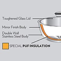 Borosil Stainless Steel Solid Curry Server Bowl - 500 ml, 1 Piece, Silver