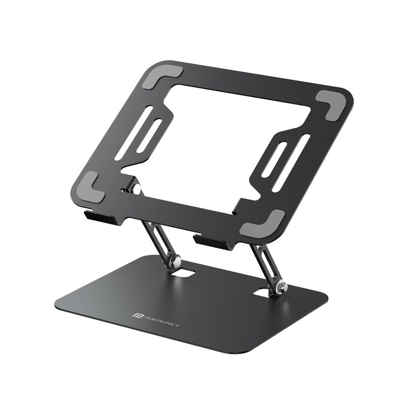 Portronics My Buddy K3 PRO Laptop Stand – Metal Build | Foldable Design | Grey | 1 Year Warranty