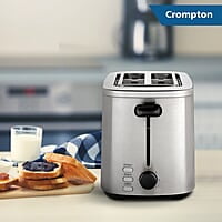 Crompton SunBrown Royale Pop-up Toaster 800W with Bun Warming Rack  7 Browning Levels with Reheat, Defrost & Cancel Function