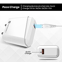 Portronics 10036 Adapto 40C Charger – 18W Single USB Port | Type-C Cable Included | White