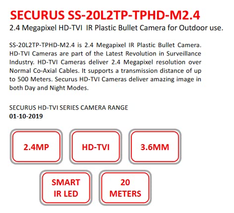 Securus 2.4 Mp Hd-Tvi Ir Bullet Auto Camera