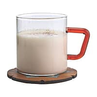 Borosil Vision 6 Pcs Tea n Coffee Borosillicate Glass 190 ml Classic Mug Set with Green Handle | Microwave Safe, Scratch Resistance, Lightweight | for Chai, Green Tea, Milk | Transparent