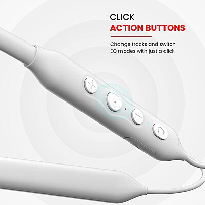 Portronics Harmonics Z5 – Bluetooth Headset, 33Hrs Playtime, Crisp Sound, Comfortable Fit, Sleek Design, Ideal for Music & Calls, Easy Controls, Lightweight, Perfect for Daily Use, White Color.