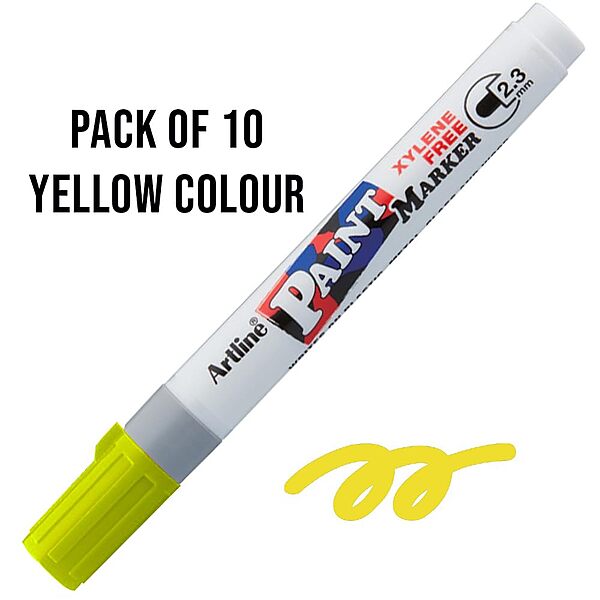 Artline Yellow Plastic Body Paint Marker – Permanent | Pack of 10 Artline Yellow Plastic Body Paint Marker – Permanent | Pack of 10