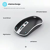 Portronics Toad 14 Wireless Mouse – 2.4GHz with USB Nano Dongle | Up to 1400 Adjustable DPI | Dual-Function Scroll Wheel | Laptop, PC & MacBook Compatible | Black