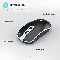Portronics Toad 14 Wireless Mouse – 2.4GHz | Dual-Function Scroll | Black | 1 Year Warranty