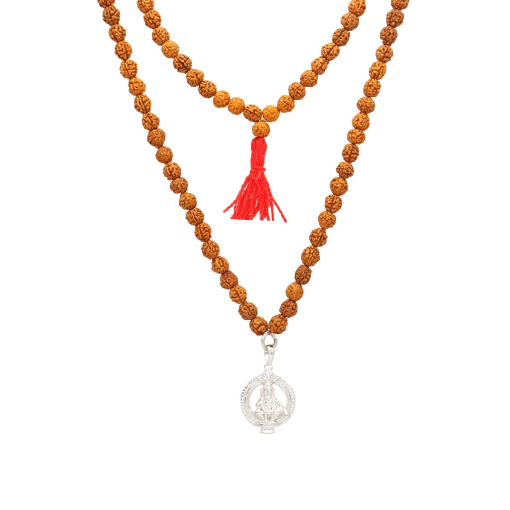 Rudraksha Mala/Chain with Sterling Silver Iyyappan Pendent/Dollar