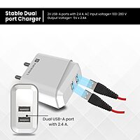 Portronics 10042 Adapto 12C Charger – 12W Single USB Port | Type-C Cable Included | White