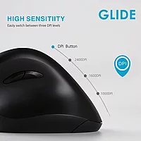 Live Tech GLIDE Vertical Mouse. This ergonomic design reduces wrist strain, enhancing productivity for long hours.