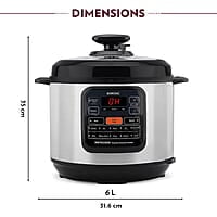 Borosil Instacook 6 L Electric Stainless Steel Pressure Cooker | 12 Digitized Indian Cooking Programs | 15 Hour Delay Timer | One Touch Instat Cooking | Idli Maker, Rice Cooker | 2 Year Warranty
