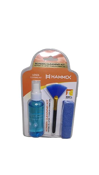 HAMMOK LENZA 3-in-1 Screen Cleaning Kit – Microfiber Cloth, Spray & Brush