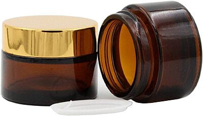 50ml Amber NEW Glass Jar + GOLD Cap + White Seal 50ml Amber NEW Glass Jar + GOLD Cap + White Seal