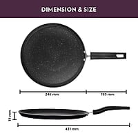 Borosil Granito Non-Stick Flat Tawa, Induction Friendly, Granite Finish, PFOA-Free, 28 cm Diameter
