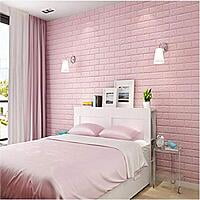 3D Pink Brick Wall Stickers Panel Self Adhesive