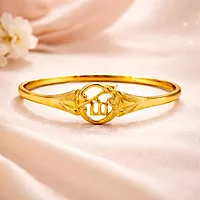 OM Kada 5 Metal Panchalogam Impon Bracelet for Men & Women | Gold Plated Spiritual Kada | Adjustable Hindu Om Symbol Bangle