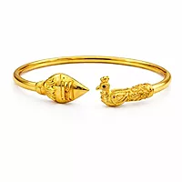 Impon Gold Plated Peacock Design Kada for Women | Traditional Openable Bangle | Antique Finish Temple Jewelry Bracelet