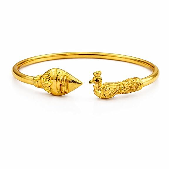 Impon Gold Plated Peacock Design Kada for Women | Traditional Openable Bangle | Antique Finish Temple Jewelry Bracelet