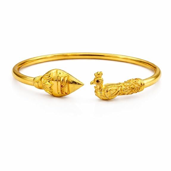 Impon Gold Plated Peacock Design Kada for Women | Traditional Openable Bangle | Antique Finish Temple Jewelry Bracelet