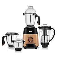 Borosil Fortuner Mixer Grinder Blender Juicer, Copper Motor, For Wet/Dry Mixing & Grinding, Blending Smoothies & Juicing Fruits 1000 Watts, 4 Jars (0.4L+1L+1.2L) (1.5L+1.5L+1.2L+0.4L)