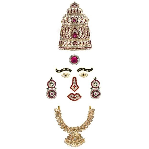 God Ornament Gold Plated Amman Face/Mugam,Crown/Kireedom and Attigai/Necklace GP