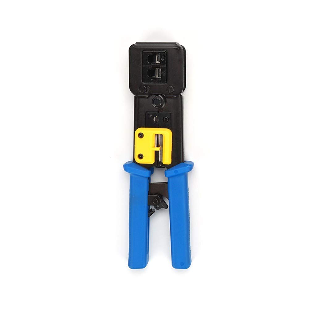 EZ RJ45 Crimping Tool with Round Cable Stripper Professional Pass Through Crimper for Cat5/Cat5e/Cat6/RJ11/RJ12 Connectors EZ RJ45 Crimping Tool with Round Cable Stripper Professional Pass Through Crimper for Cat5/Cat5e/Cat6/RJ11/RJ12 Connectors