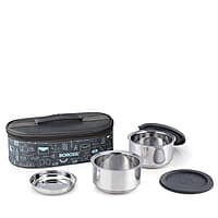 Borosil - Carry Fresh Stainless Steel Insulated Lunch Box Set of 2, 280 ml, Blue