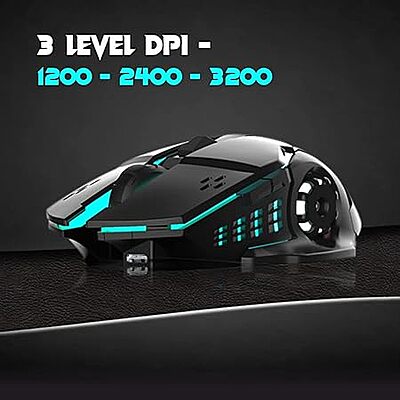 Open Box RPM Euro Games Rechargeable - 500 mAh Battery | Upto 3200 DPI | 6 Buttons | Backlit RGB Wireless Optical Gaming Mouse