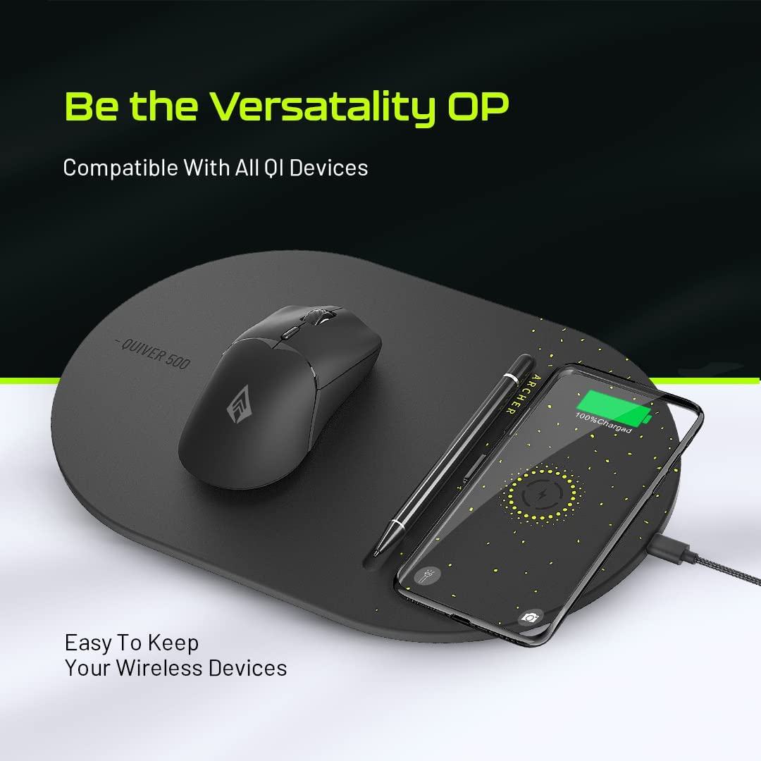Archer Tech Lab Quiver 500 Gaming Mousepad, 15W Wireless Charging