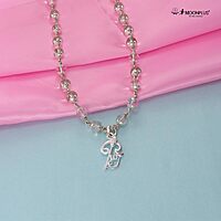 Silver Sphatika Mala with Om Pendant