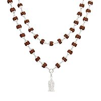 Silver Five Face Rudraksha Mala with Murugan Pendant