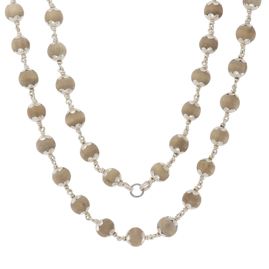 Pure Silver-Tied Tulasi Mala for Ayyappan Devotees