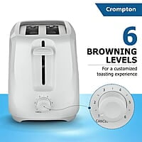 Crompton SunBrown Classic Pop-up Toaster 700W with Removable Crumb Tray 6 Browning Levels with Cancel Function