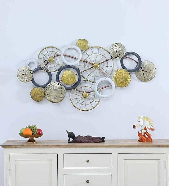 DAD Modern Metal Circle Wall Art Sculpture for Living Room, Bedroom, Office