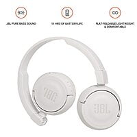 JBL T450BT by Harman, Wireless On Ear Headphones with Mic (White