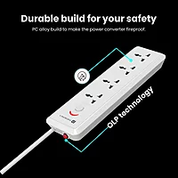 Portronics Power Plate 11 Extension Board – 4 Sockets, 1500W, 2m Cord, White