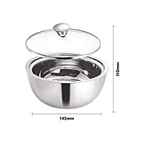 Borosil Stainless Steel Curry Server (Silver, 500ml, 900ml, 1.5L) - 3 Pc Set
