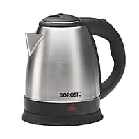 Borosil Rio 1.5 L Electric Kettle, Stainless Steel Inner Body, Boil Water For Tea, Coffee, Soup, Silver