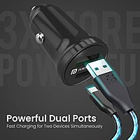 Portronics 38W Dual Output Car Charger – 20W Type-C PD & 18W USB Fast Charging for iPhone & Android