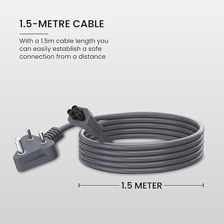 Portronics Konnect G2 Laptop Power Cable with 3PIN Clover Power Connector, 1.5M Cord Length, 350W Load Capacity(Grey) Portronics Konnect G2 Laptop Power Cable with 3PIN Clover Power Connector, 1.5M Cord Length, 350W Load Capacity(Grey)