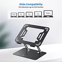 Portronics My Buddy K3 PRO Laptop Stand – Metal Build | Foldable Design | Grey | 1 Year Warranty