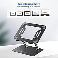 Portronics My Buddy K3 Pro Laptop Stand with Adjustable Height & Angle, Foldable Portable Design, Improved Air Flow