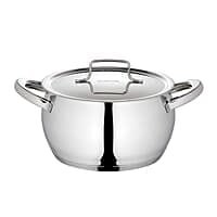 Borosil - CFHC20SS13 Handi Casserole with Lid, Impact Bonded Tri-Ply Bottom, 4 L, Silver