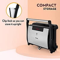 Borosil Meta Prime Grill Sandwich Maker Grill (Silver, Black)